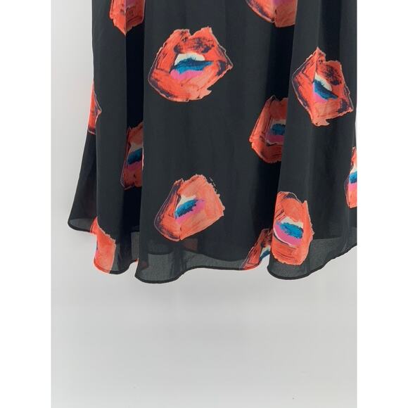 BUDDY LOVE Women's Black-Red Lip Print Melanie Scoop-Neck A-Line Mini Dress SZ S - Picture 5 of 10